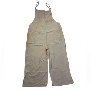 Tan Oatmeal Beige Wide-Leg Jumpsuit